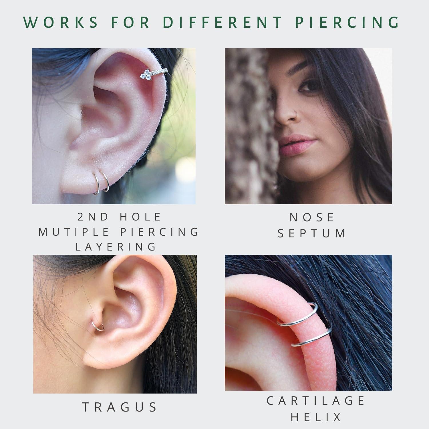 Pendientes de aro de oro 14k para cartílago 7mm 22 gauge