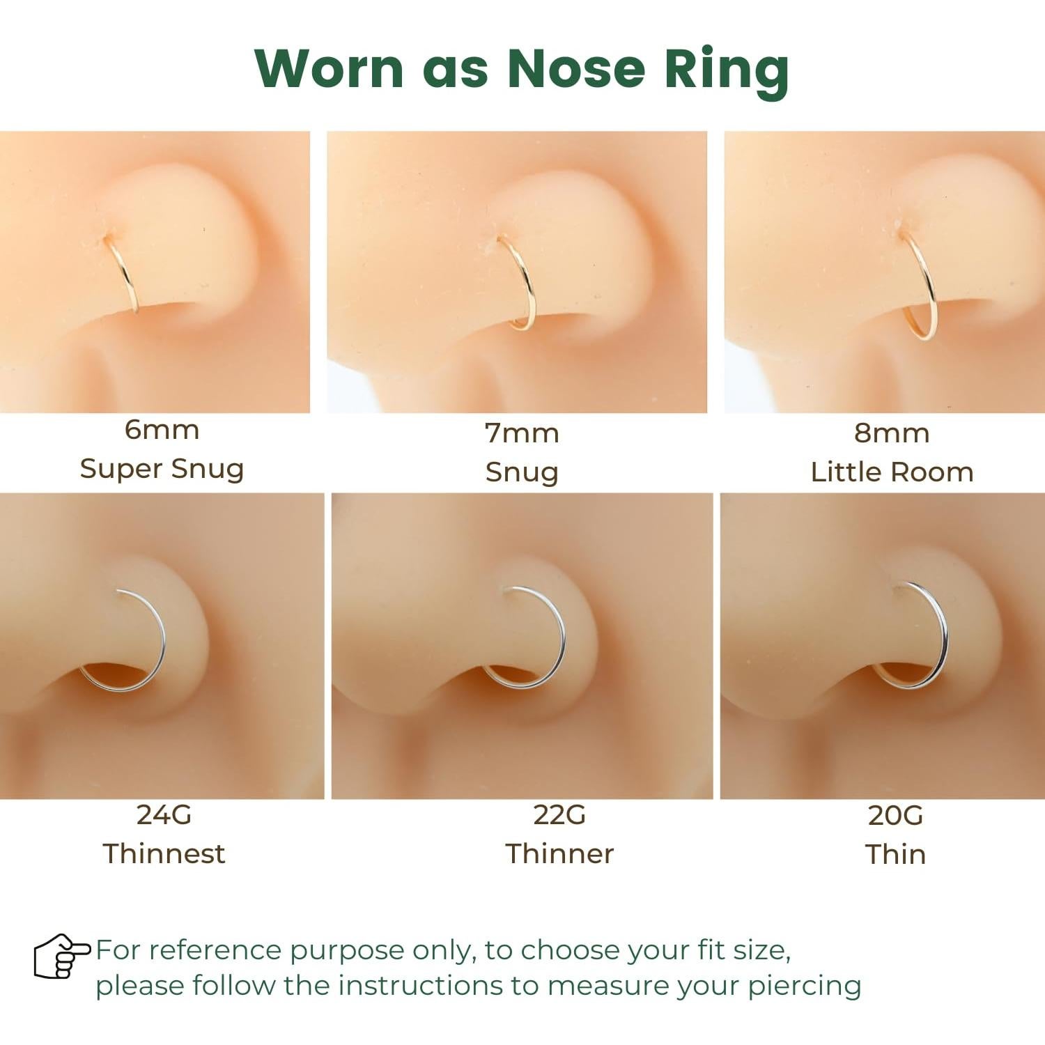 Pendientes de aro de oro 14k para cartílago 7mm 22 gauge