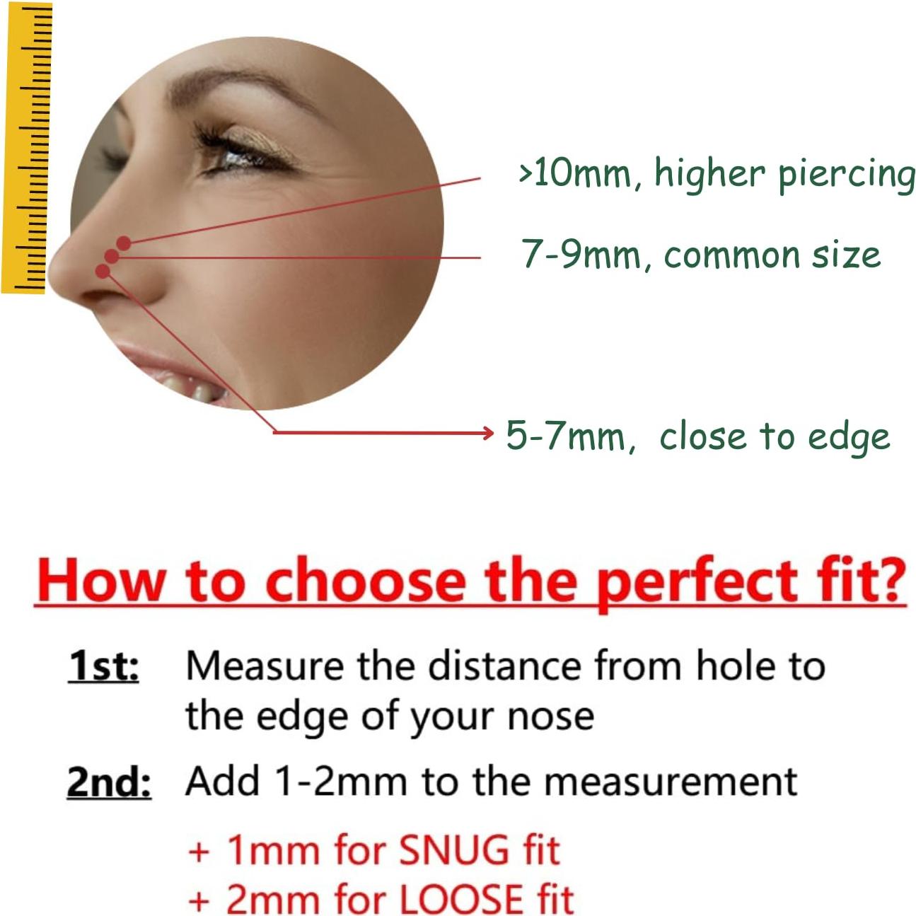 Anillo de nariz doble oro 14k 20G 8mm hipoalergénico