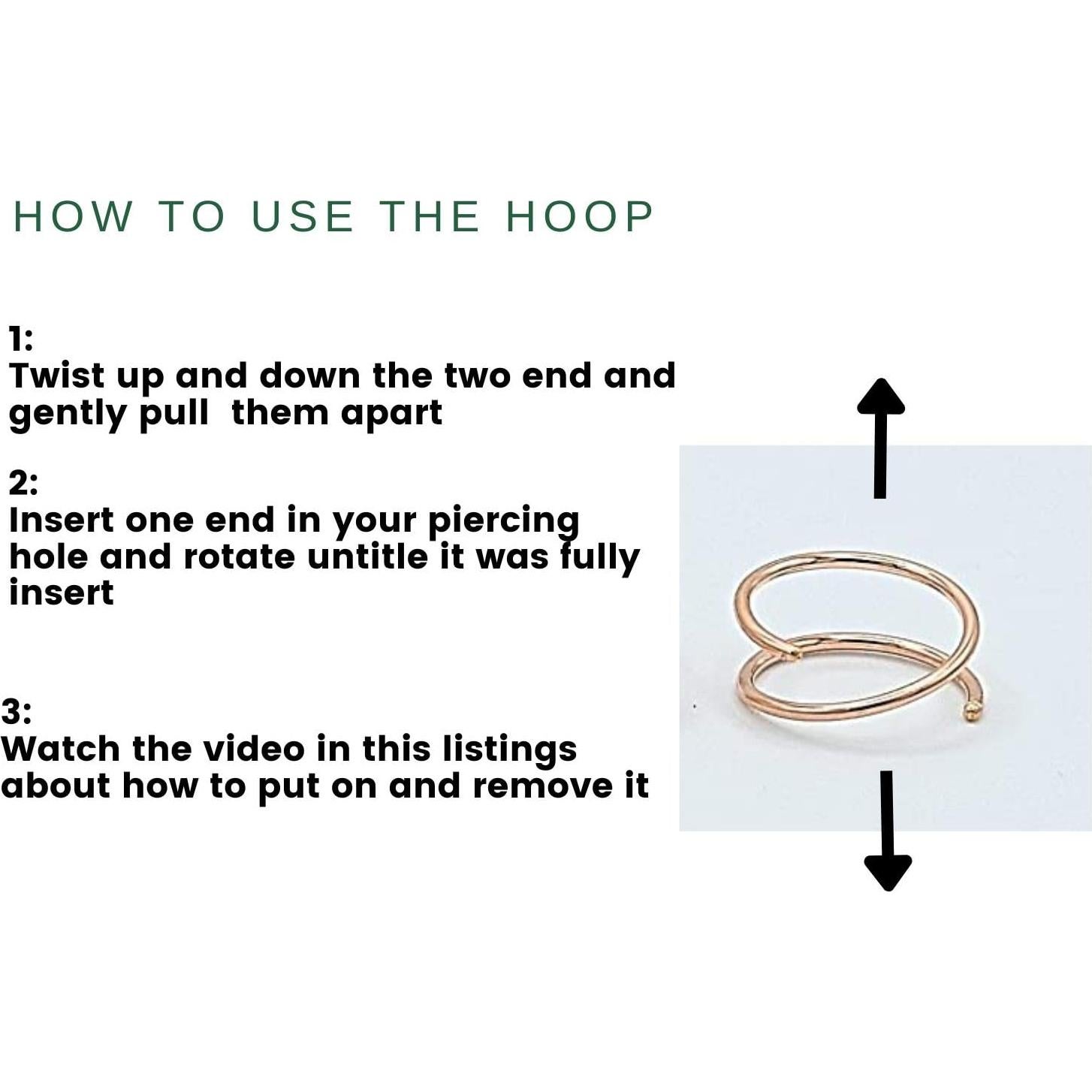 Anillo de nariz doble oro 14k 20G 8mm hipoalergénico