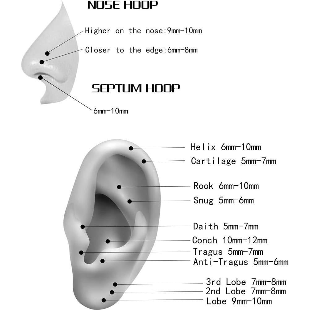 Aro Nasal Hipoalergénico 18G 8mm Acero Quirúrgico Orangelove