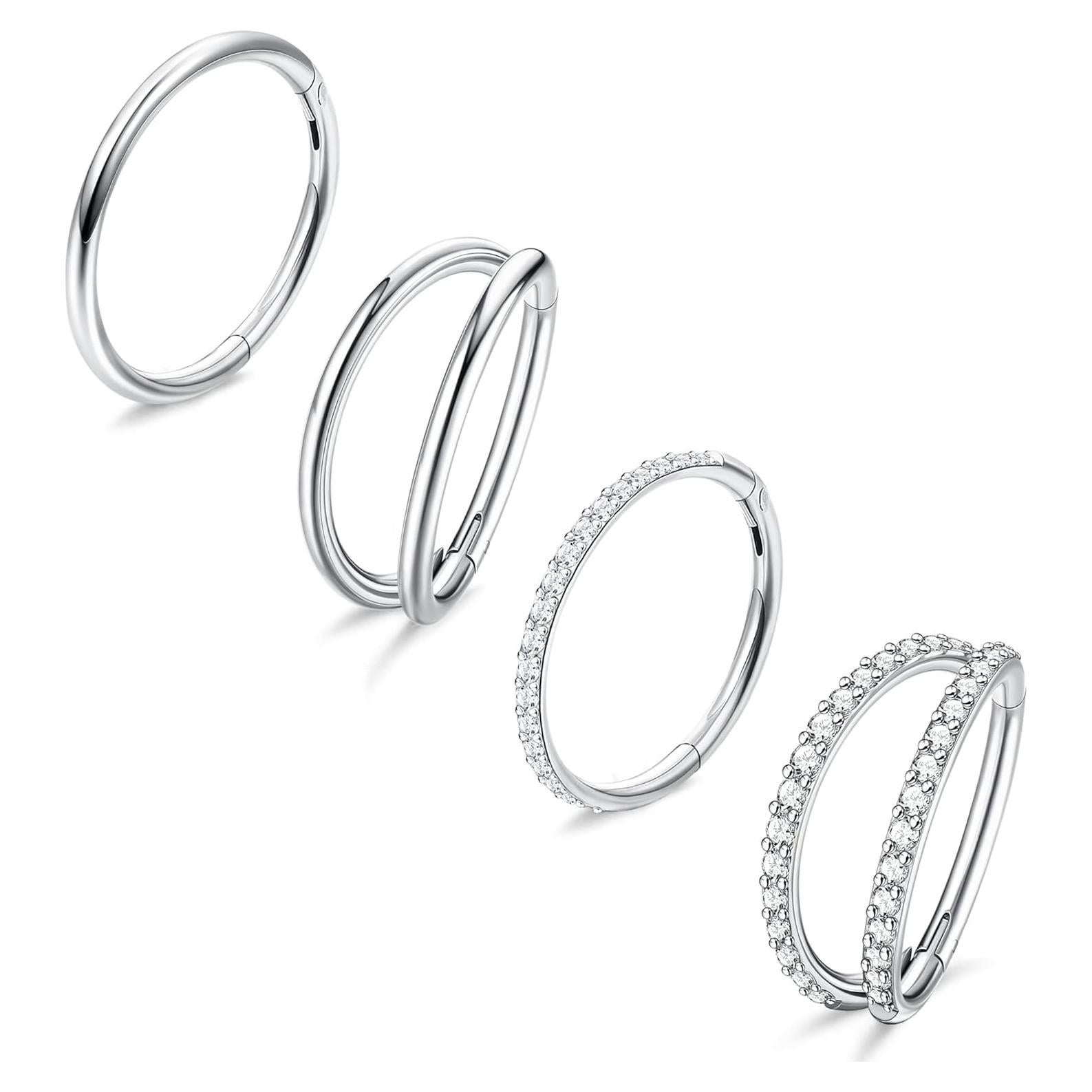 Aros Nasales Dochais 4PCS Acero Quirúrgico 8mm 10mm