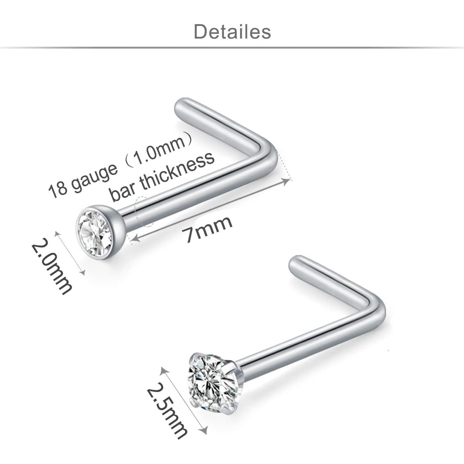 MODRSA 24pcs Aros Nasales Acero Quirúrgico 18g Hipoalergénico