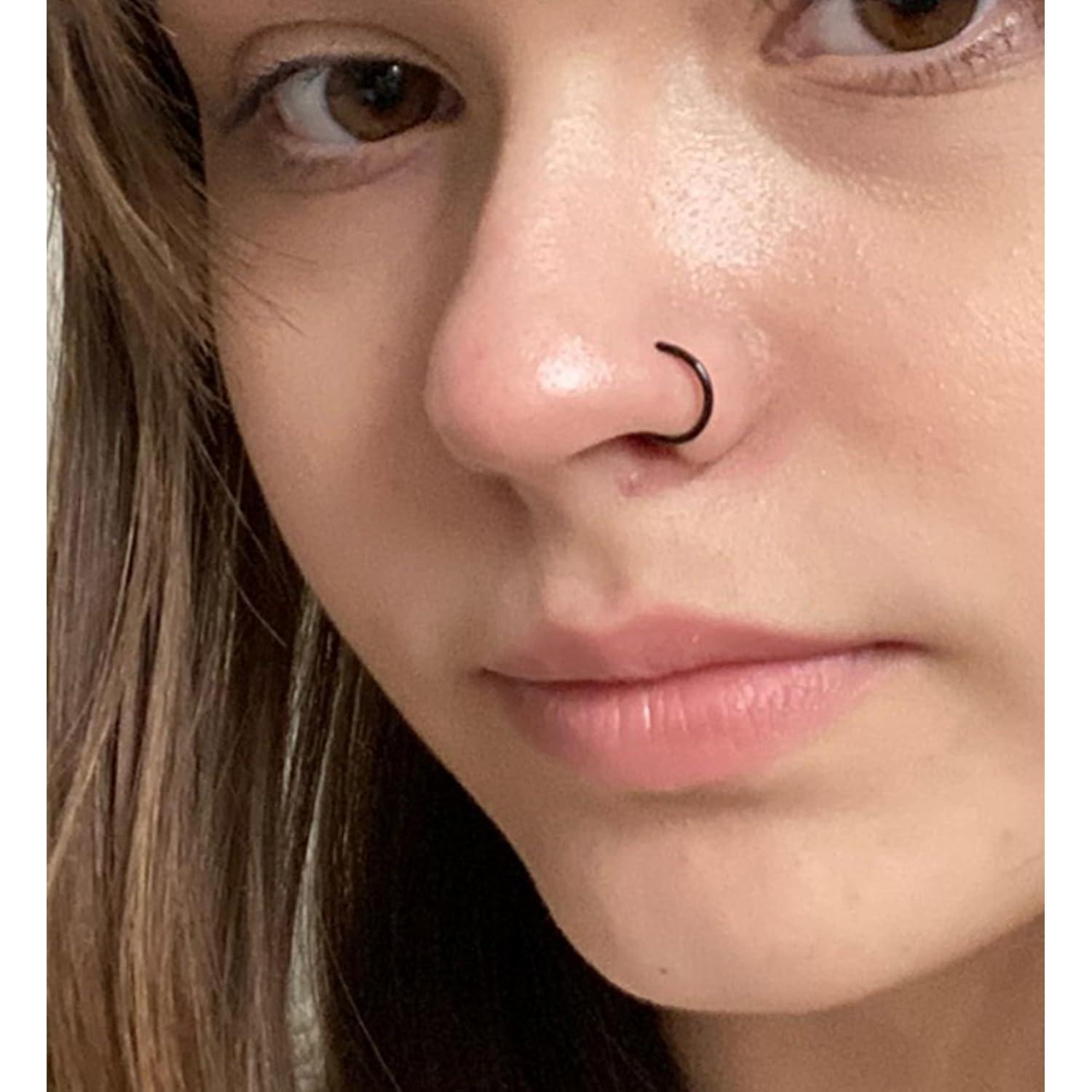 MODRSA 24pcs Aros Nasales Acero Quirúrgico 18g Hipoalergénico