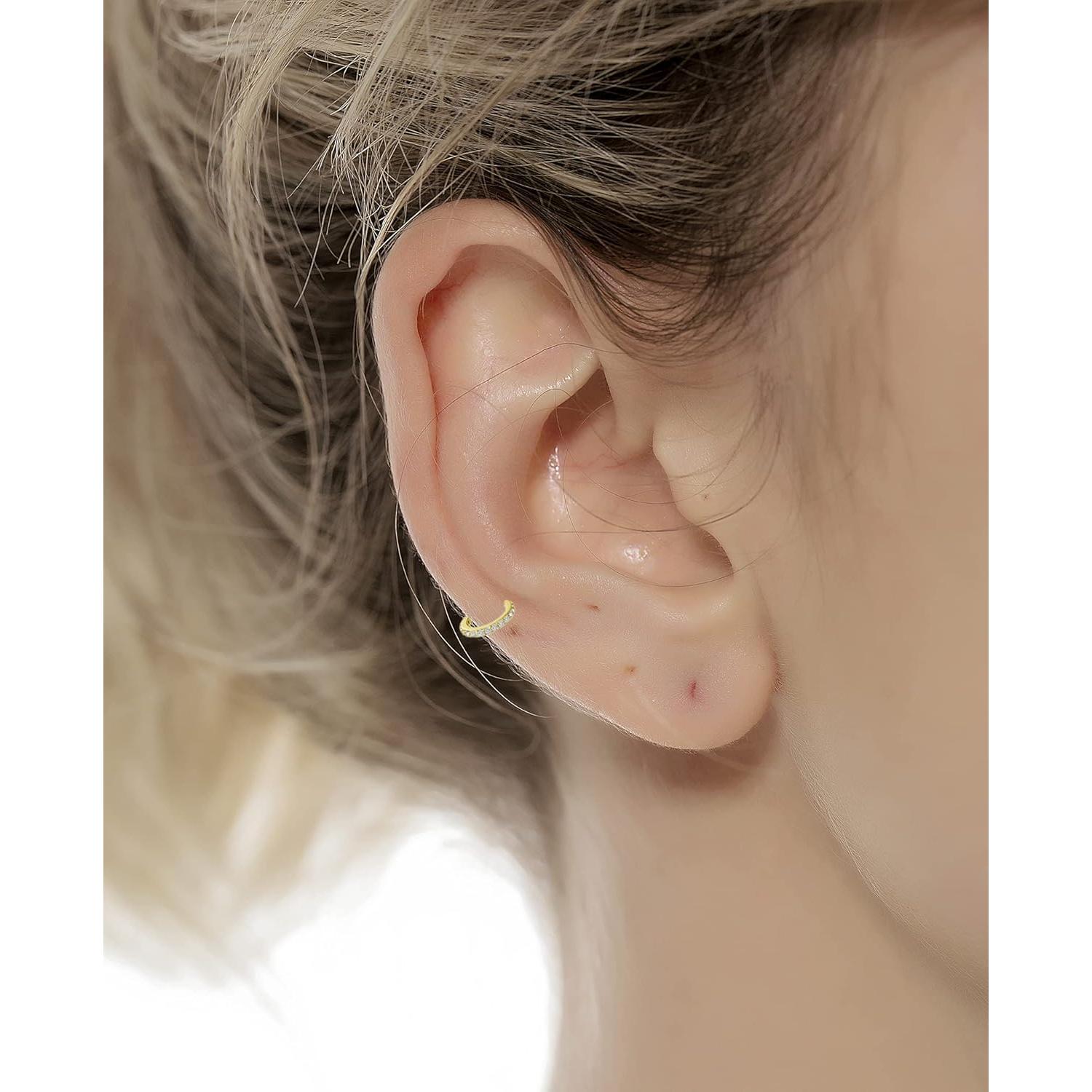 Aros de Nariz Tornito 10Pcs Oro Plata Rosa 20G CZ