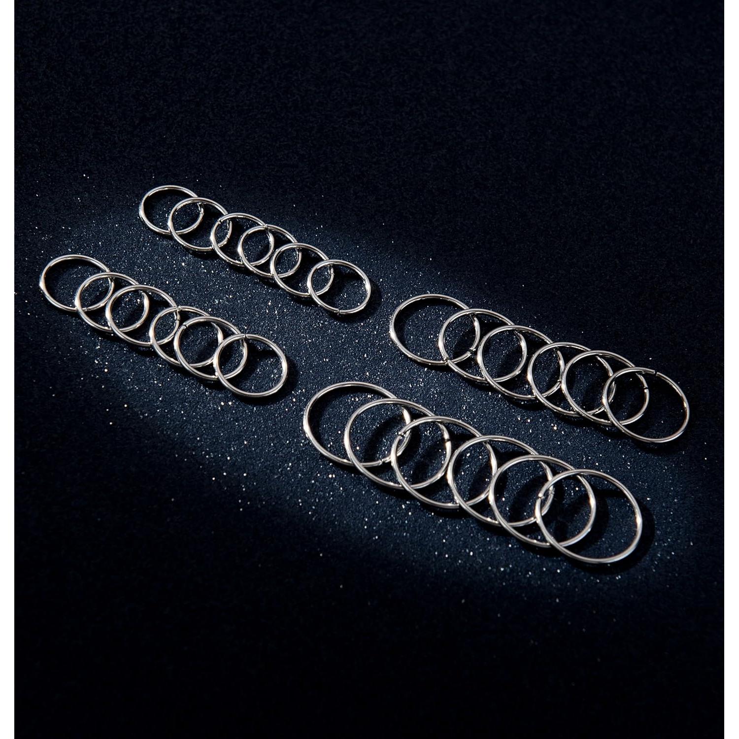 Juego de 24 Aros de Nariz Masedy 20G Acero Inoxidable 6-12MM