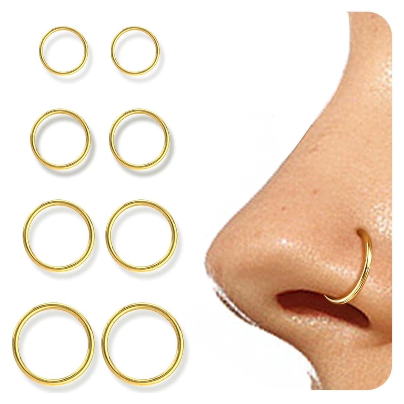 Aros Clicker 8Pcs 18G Acero Inoxidable Jstyle Dorado