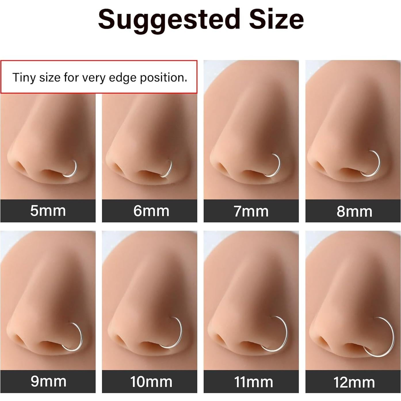 Aro de Nariz Dorado 14K Hipoalergénico 22g 7mm Unisex