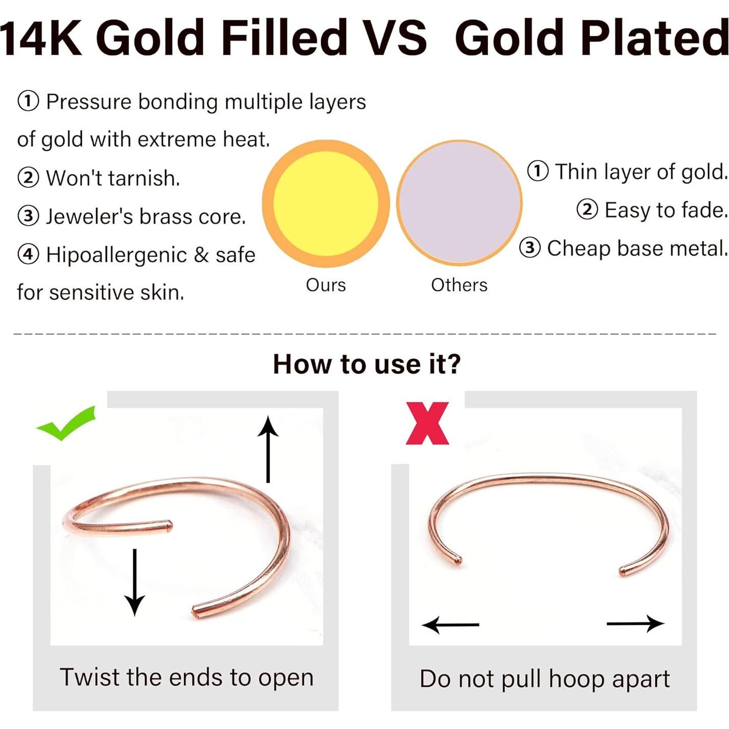 Aro de Nariz Dorado 14K Hipoalergénico 22g 7mm Unisex