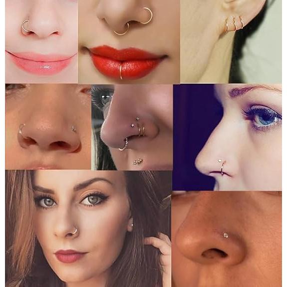 Aros Nasales Hipoalergénicos 8Pcs 20G Acero Inoxidable 316L