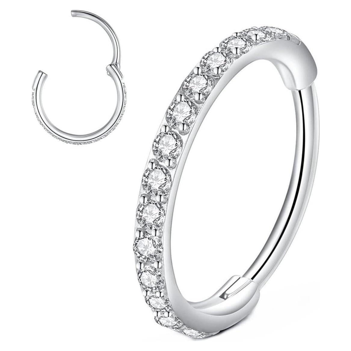 Anillo de nariz segmentado 316L acero quirúrgico 20G 8mm plata