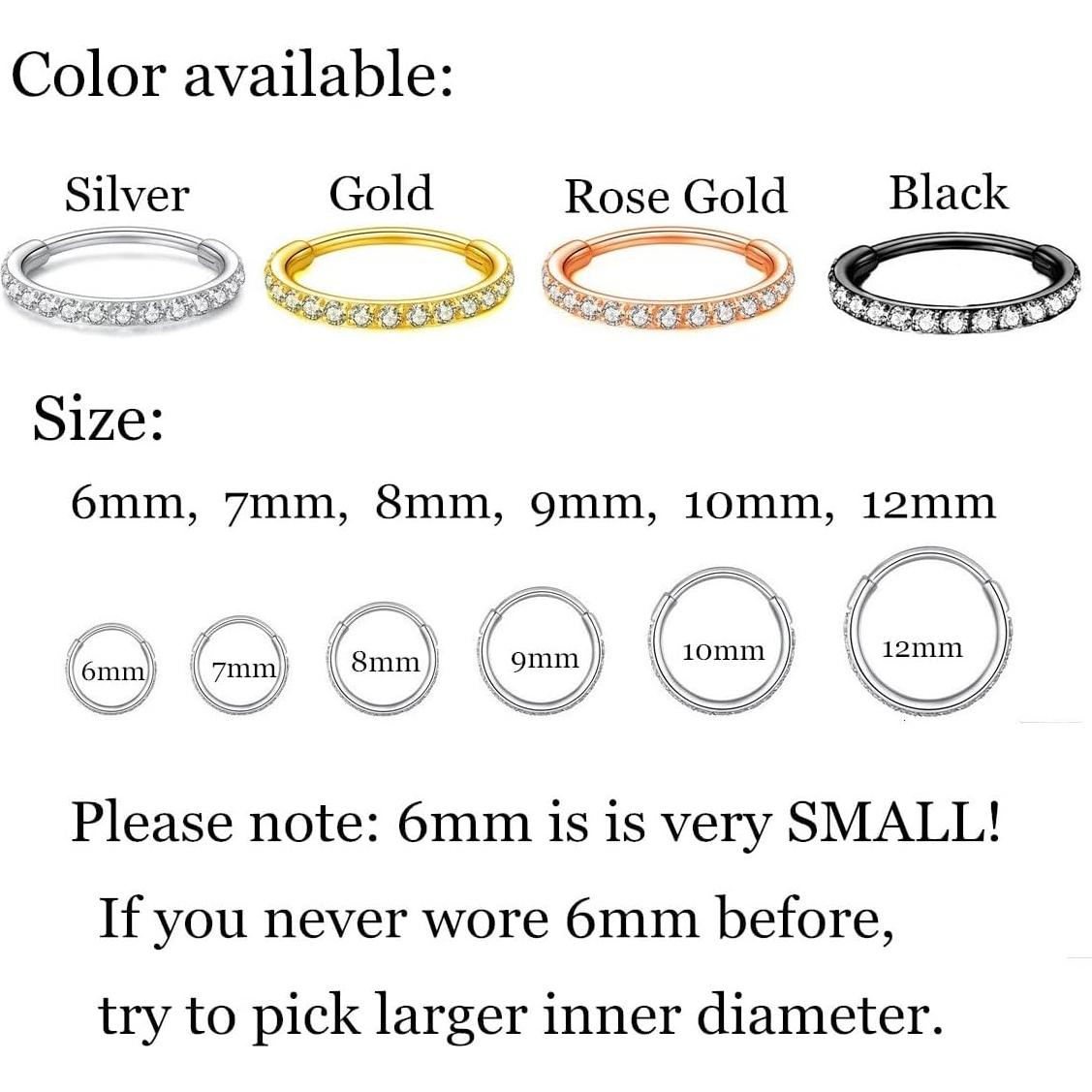 Anillo de nariz segmentado 316L acero quirúrgico 20G 8mm plata