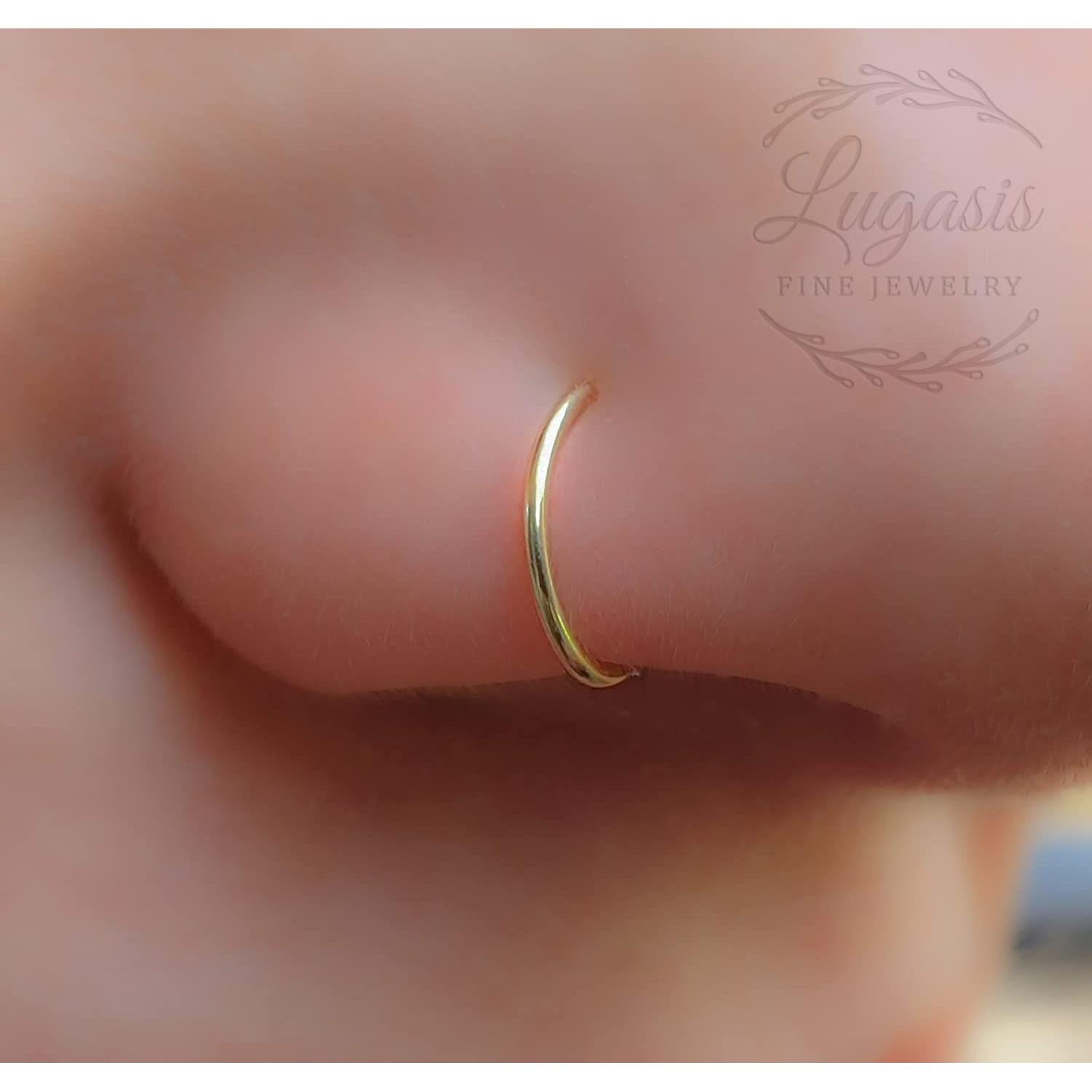 Anillo de Nariz de Oro Relleno 14k 7mm 20 Gauge Hecho a Mano