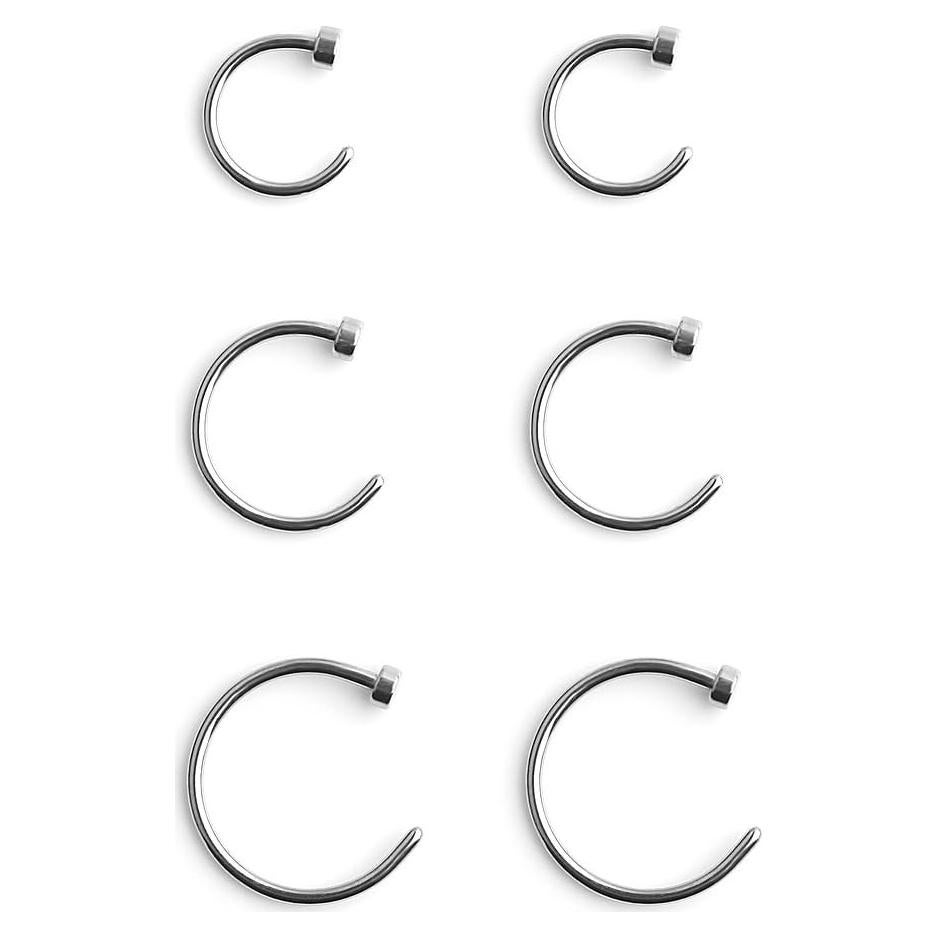 Anillos de Nariz Ruifan Acero Inoxidable 18G 6-18pcs 6-10mm