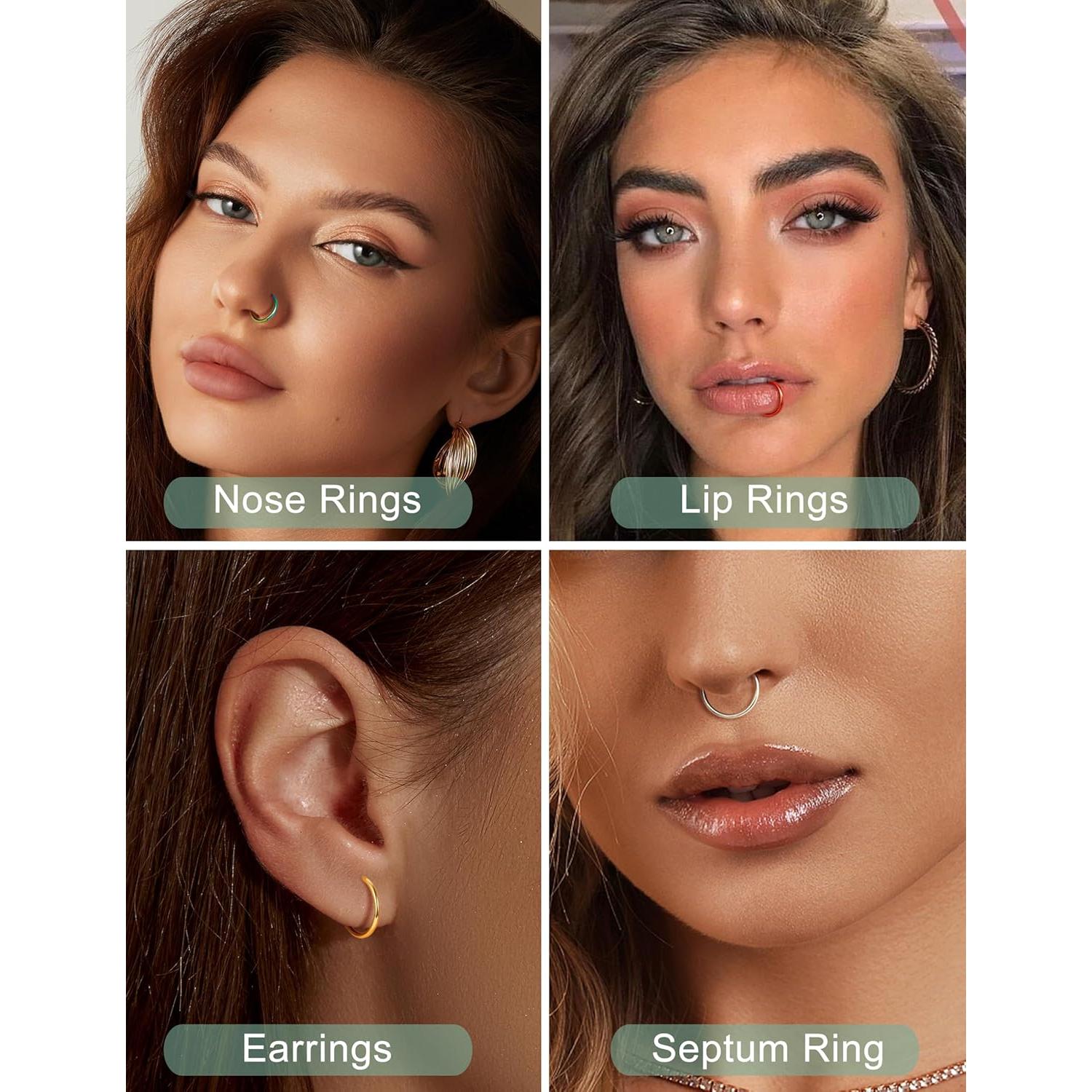 Aros de Nariz Drperfect 36Pcs 20G Acero Inoxidable 8mm