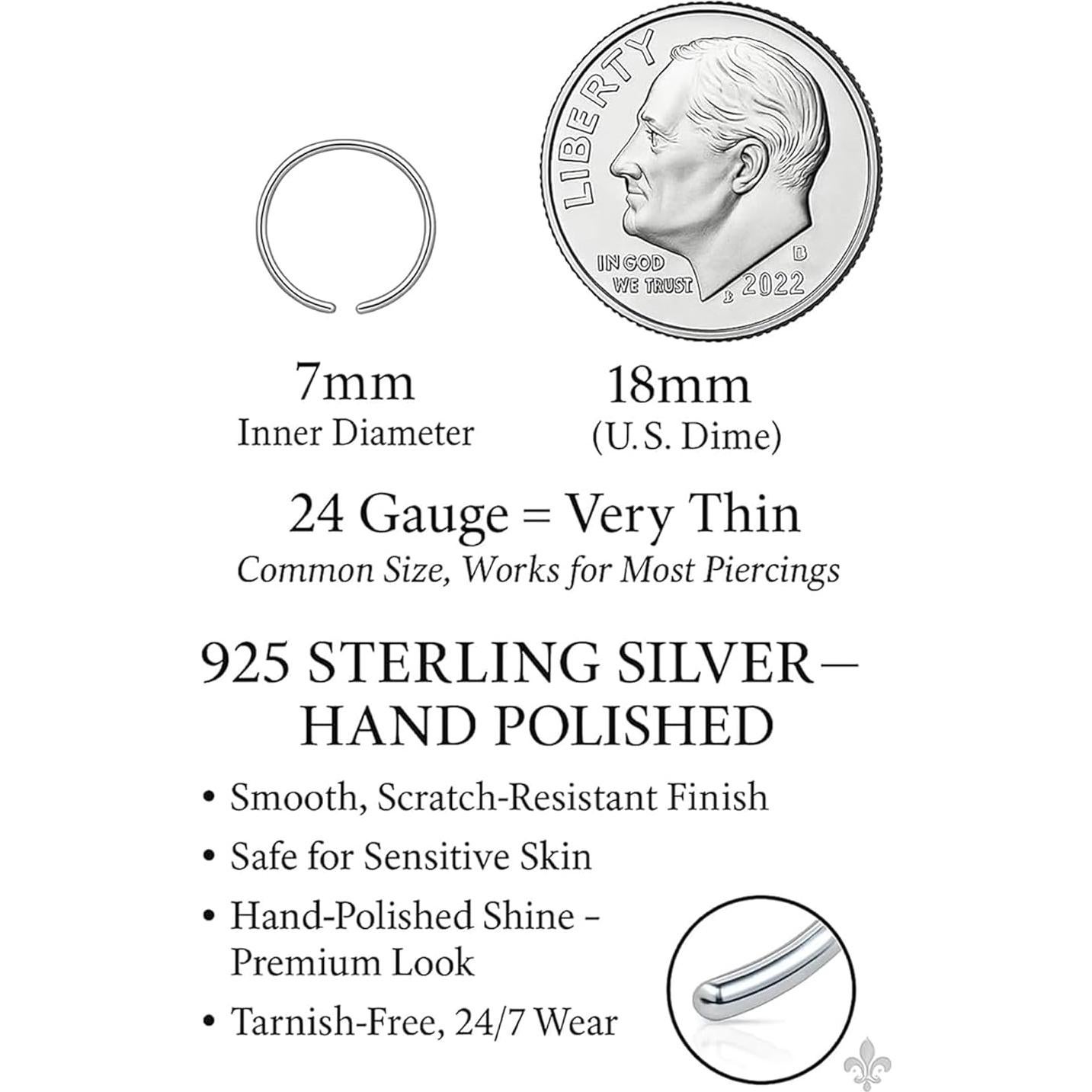 Anillo de Nariz de Plata Esterlina 925 Hecho a Mano 7mm