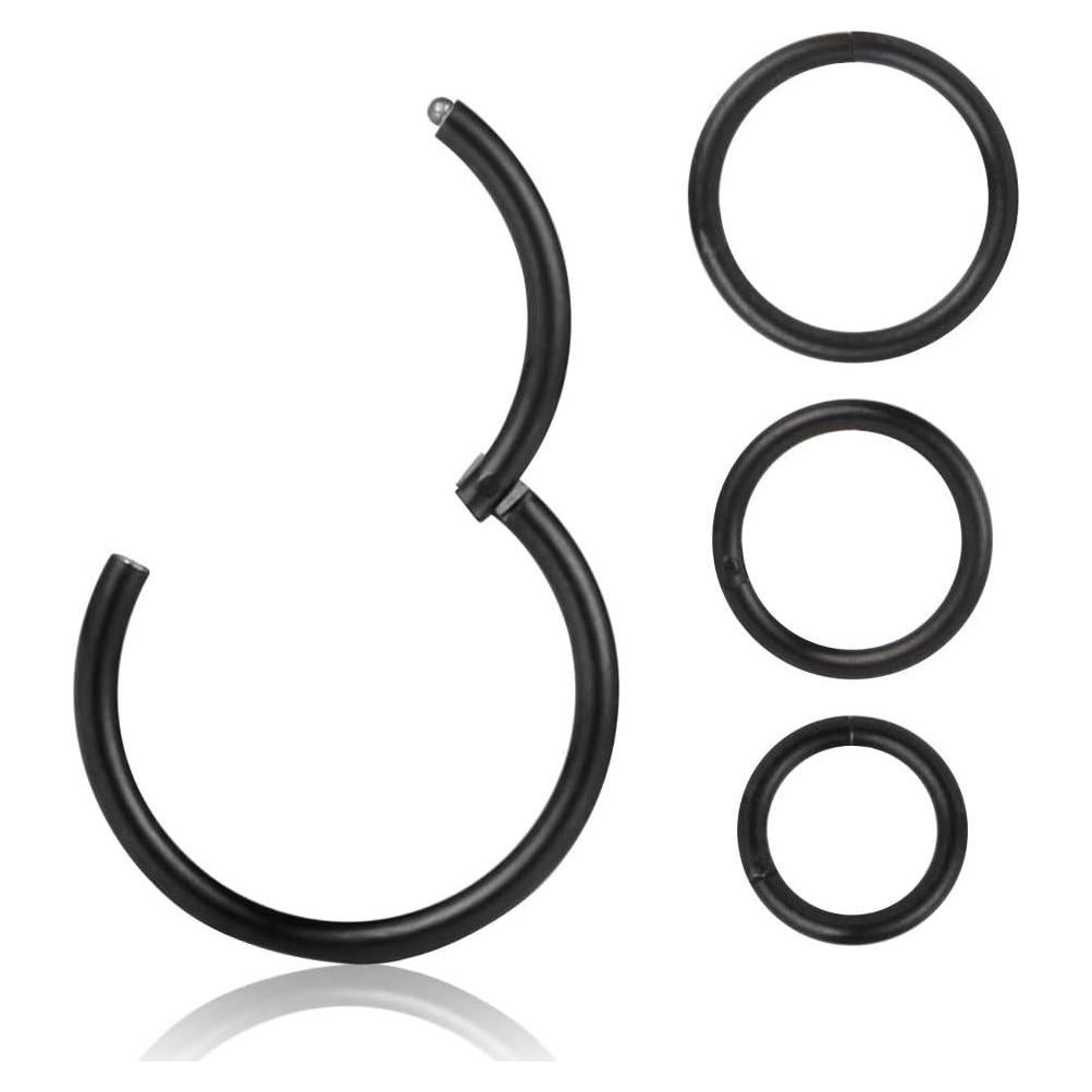 Conjunto de 4 Aros de Piercing 16G Acero Quirúrgico 6-12mm