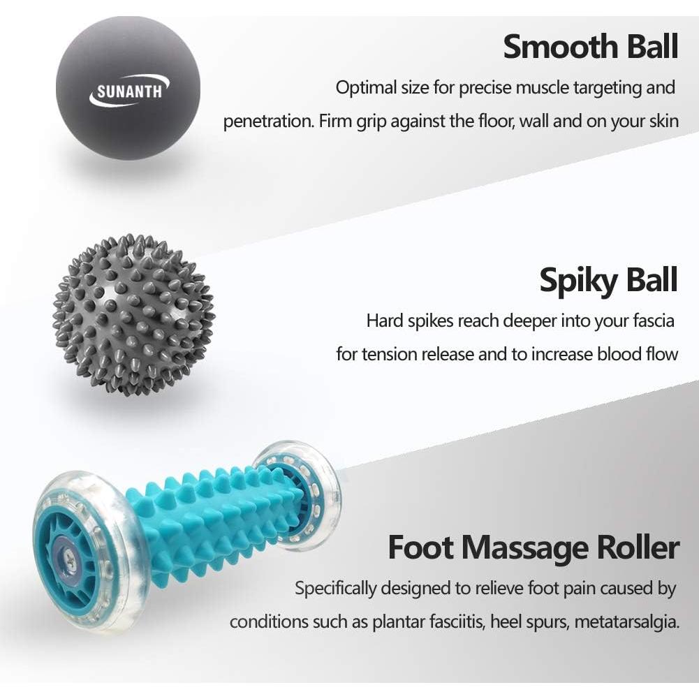 Set de Masaje para Pies SUNANTH - Rodillo y Pelotas Alivio Dolor