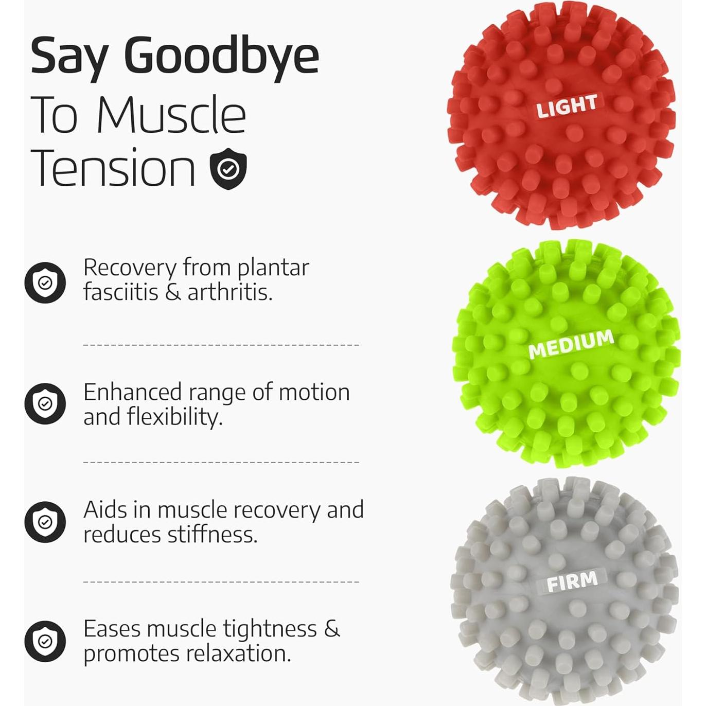 Conjunto de 3 Pelotas de Masaje Logest - Silicona para Pies y Espalda