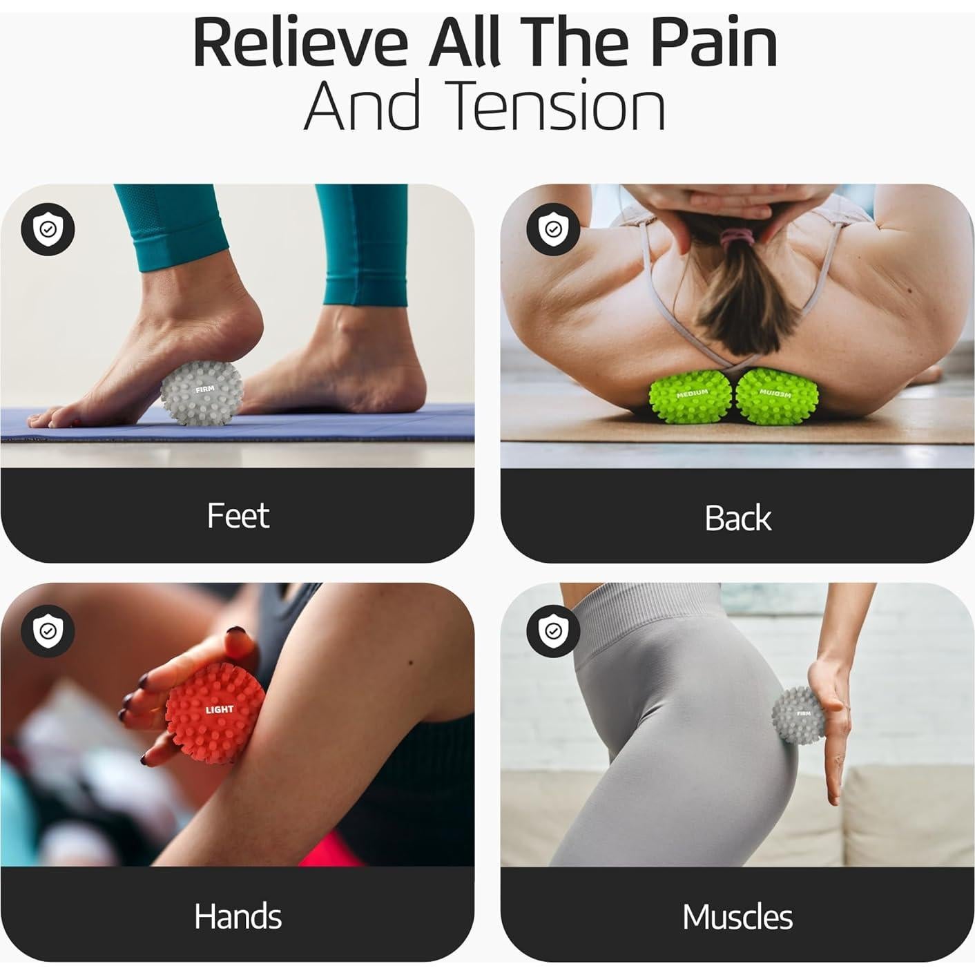 Conjunto de 3 Pelotas de Masaje Logest - Silicona para Pies y Espalda