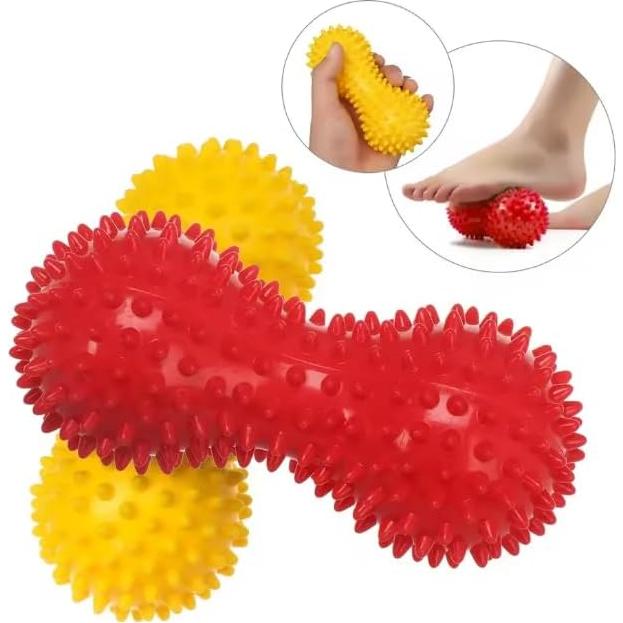Soft Prick Massage Peanut Balls, Pressure Reflexology, Peanut Massager, Myofascial Relief for Foot Fasciitis - 1 Pack (Red)