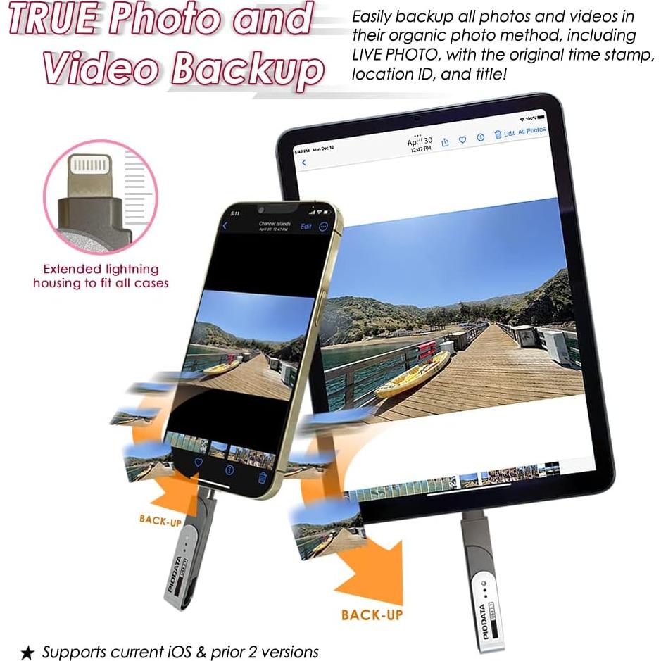 iXflash 512GB Pen Drive Lightning y USB Tipo C PioData