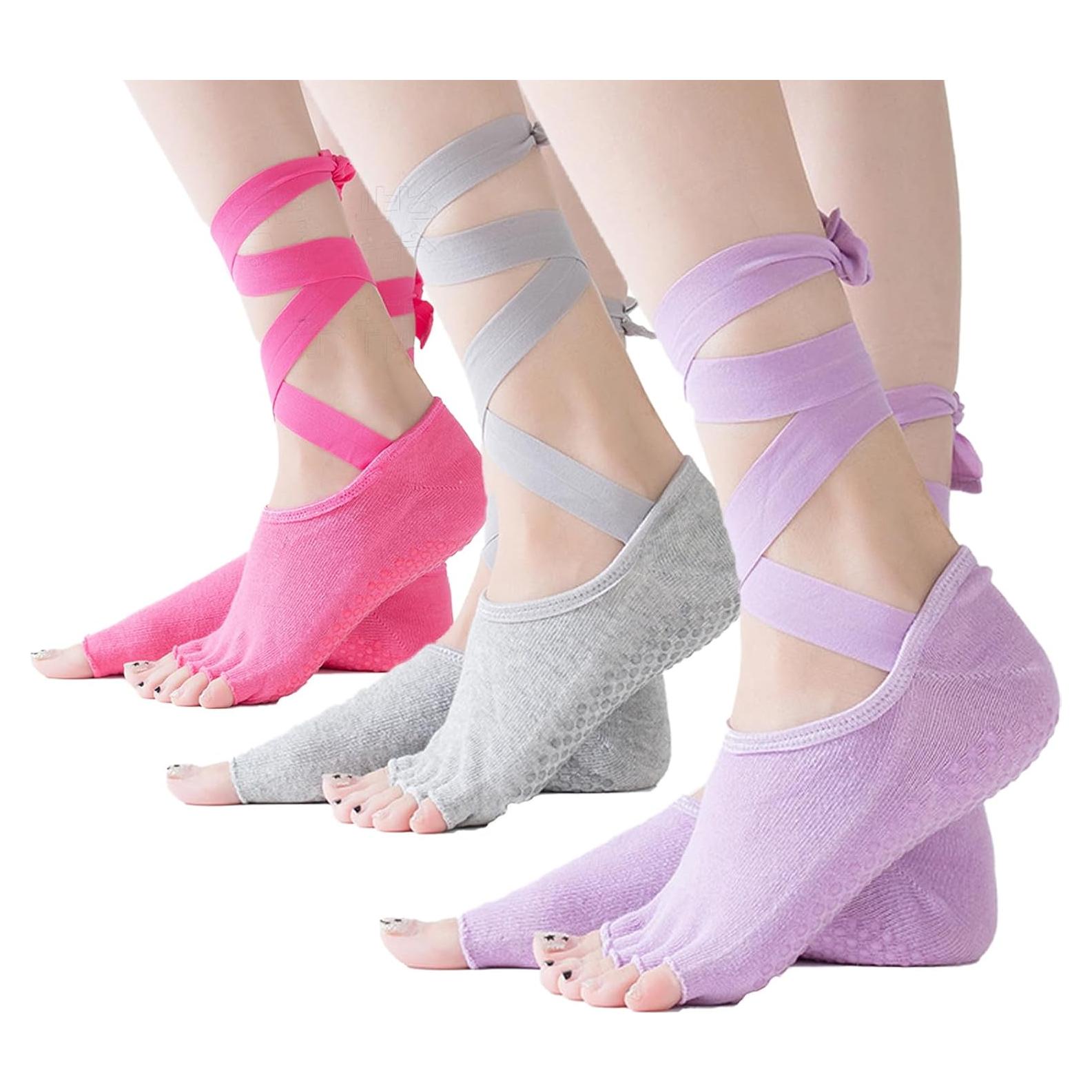 Calcetines Antideslizantes para Yoga y Pilates Swan - 3 Pares