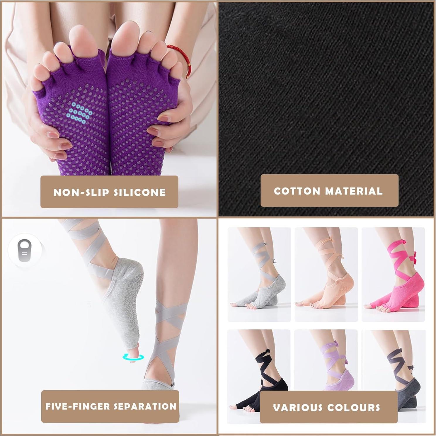 Calcetines Antideslizantes para Yoga y Pilates Swan - 3 Pares