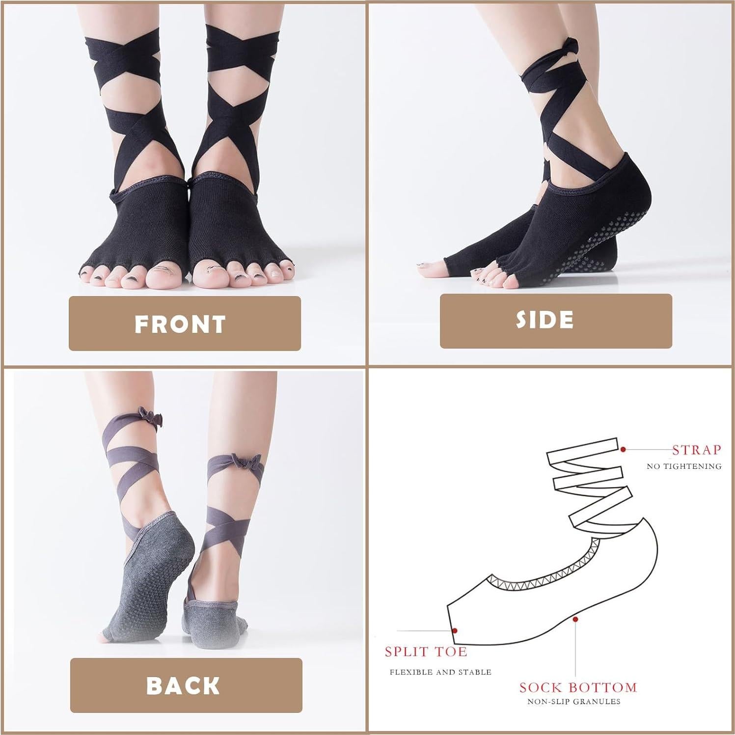 Calcetines Antideslizantes para Yoga y Pilates Swan - 3 Pares