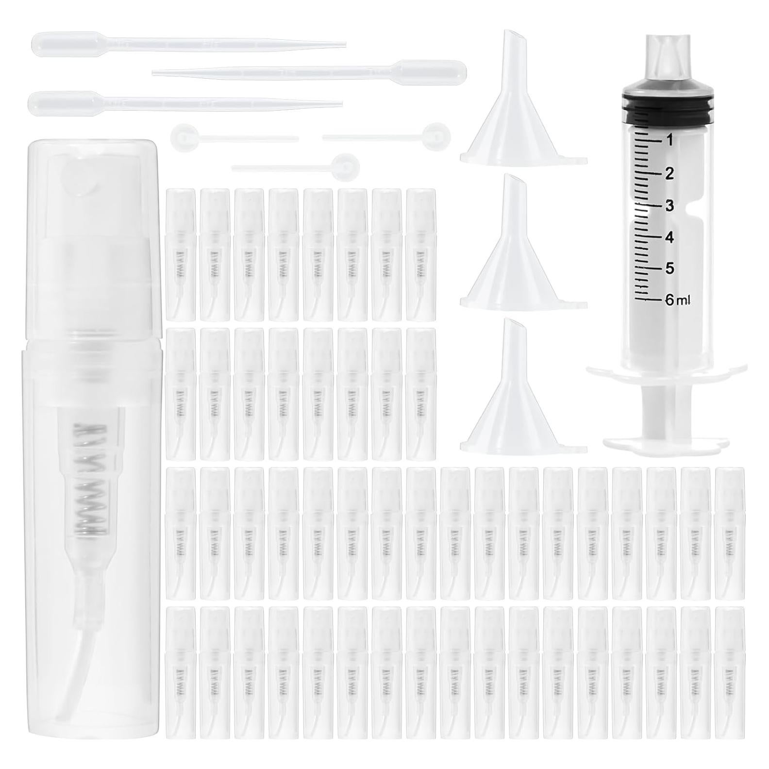 50 Mini Botellas de Spray 2ml Cotchen Recargables Transparentes