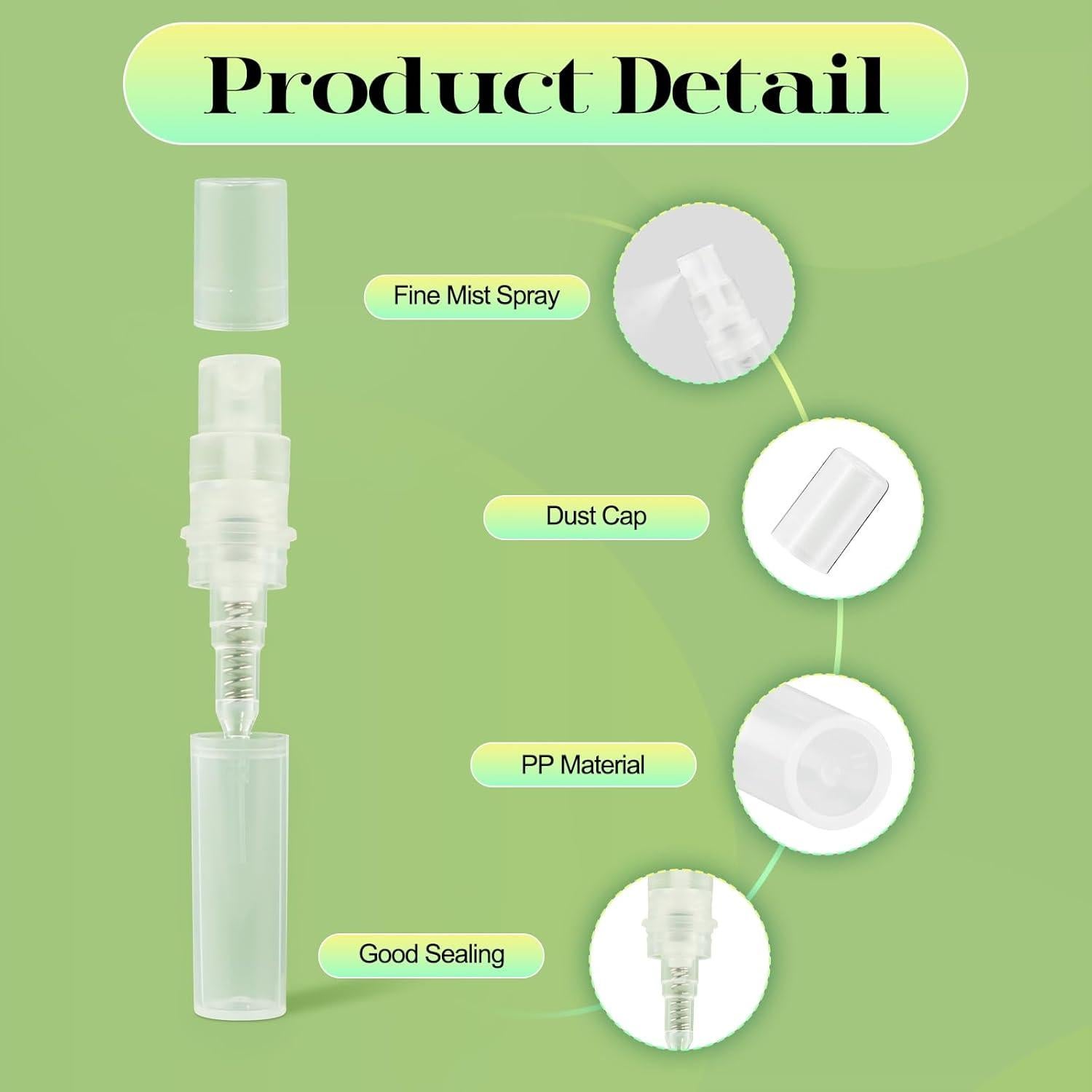 50 Mini Botellas de Spray 2ml Cotchen Recargables Transparentes