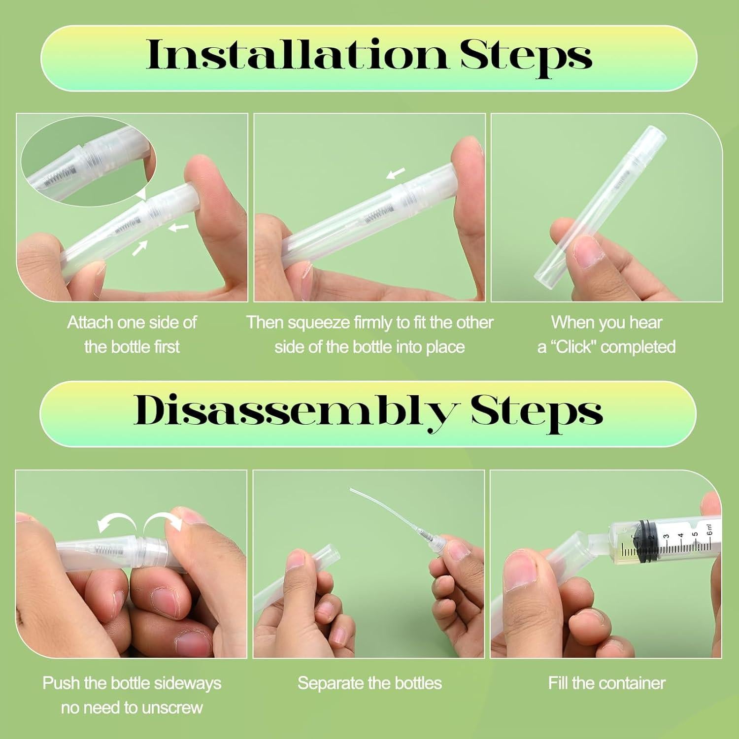 50 Mini Botellas de Spray 2ml Cotchen Recargables Transparentes