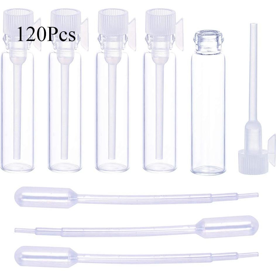 120 Frascos de Vidrio 1ml para Perfume y Aceites Esenciales
