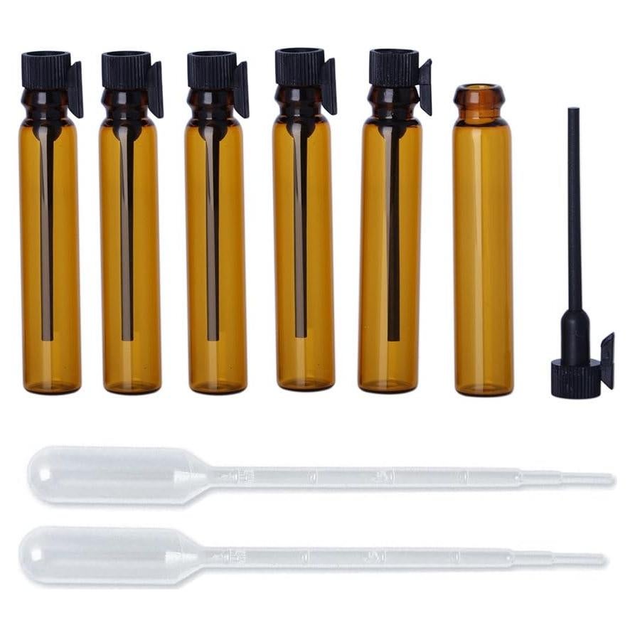 100 Botellas Mini Vacías de Vidrio Ámbar Enslz 1ml para Perfume