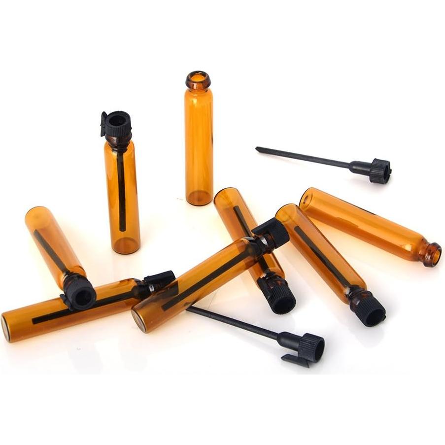 100 Botellas Mini Vacías de Vidrio Ámbar Enslz 1ml para Perfume