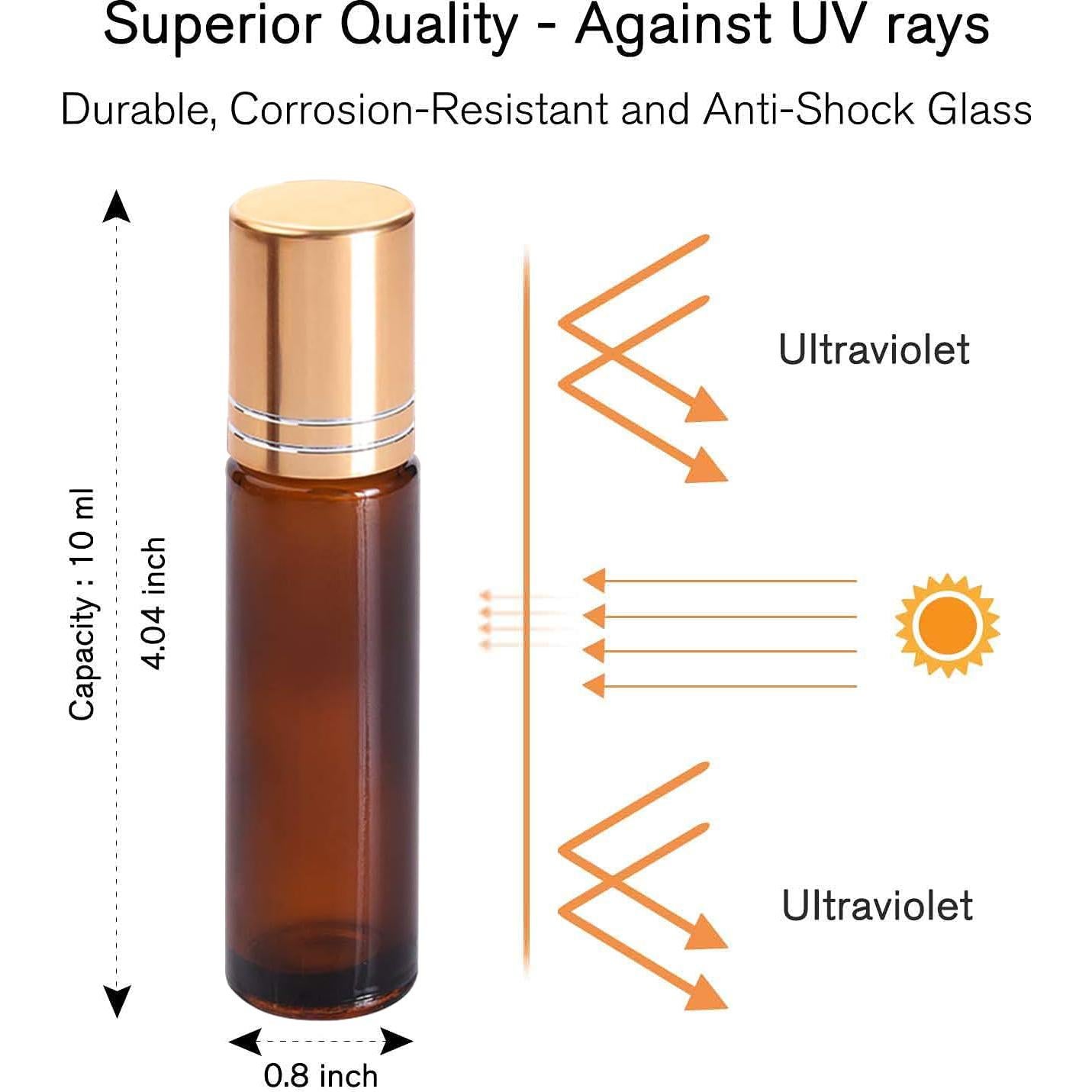 PrettyCare 4 Pack Botellas de Aceite Esencial 10 ml Ámbar