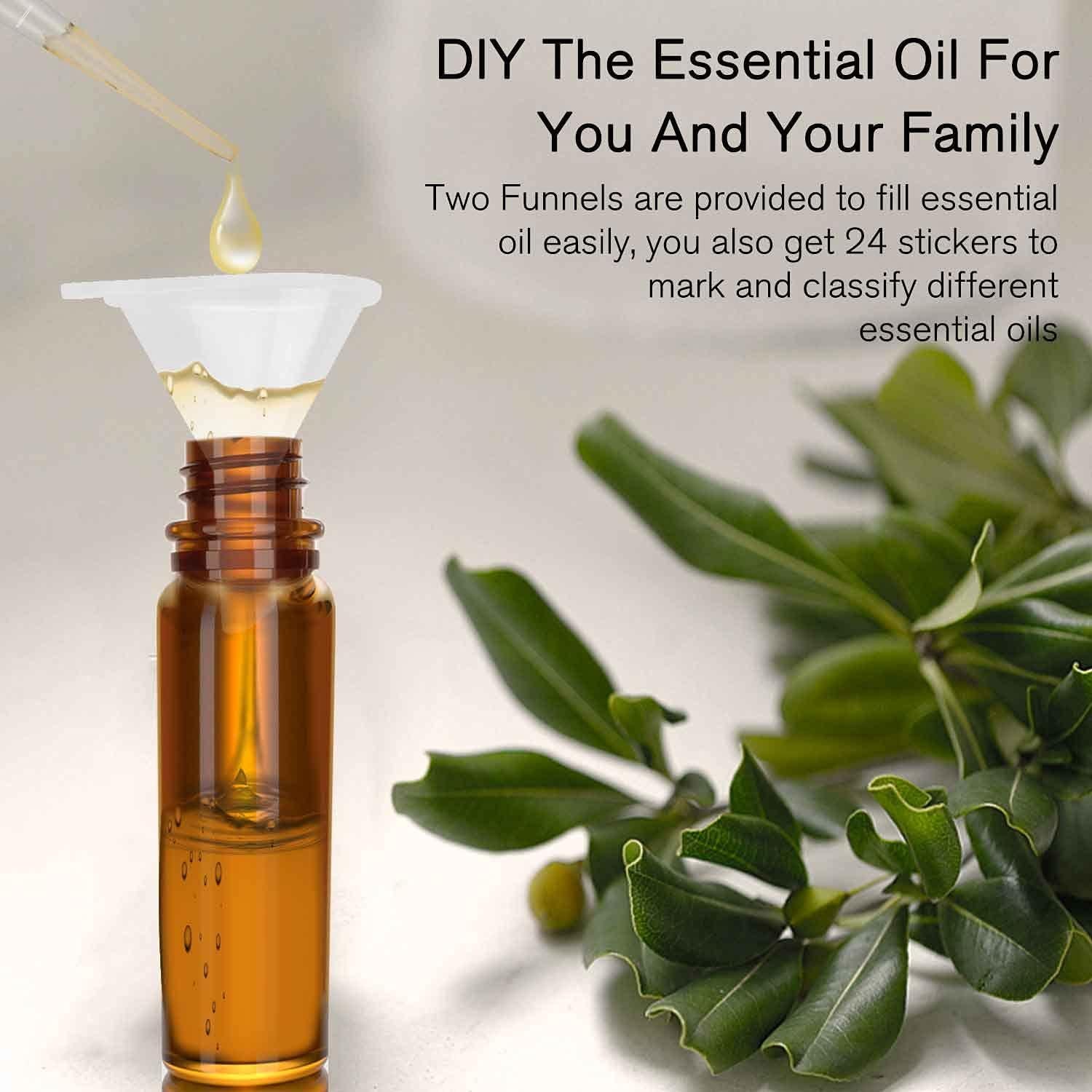 PrettyCare 4 Pack Botellas de Aceite Esencial 10 ml Ámbar