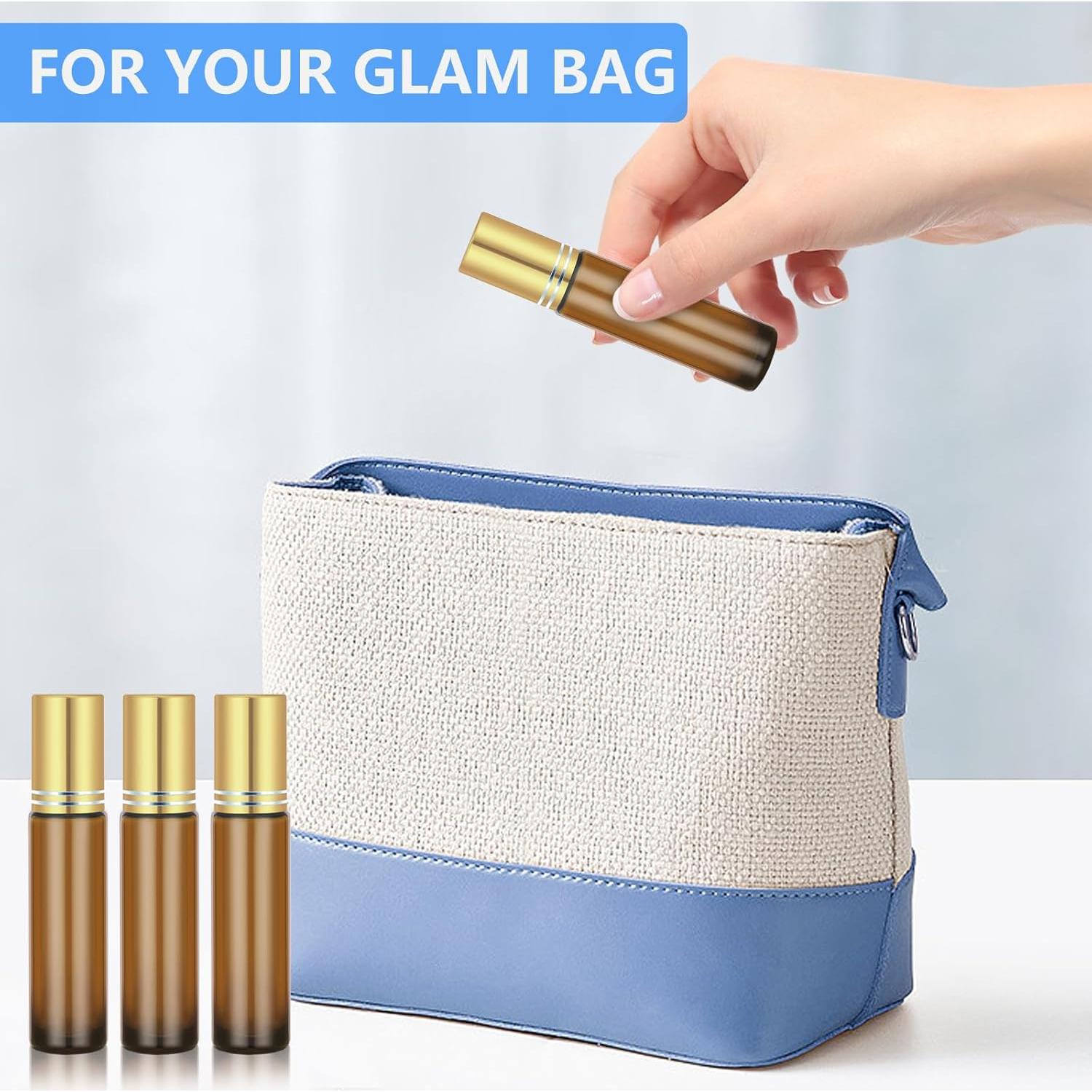 Paquete de 4 Botellas de Rodillo DTDNZKN 10ml Vidrio Ámbar