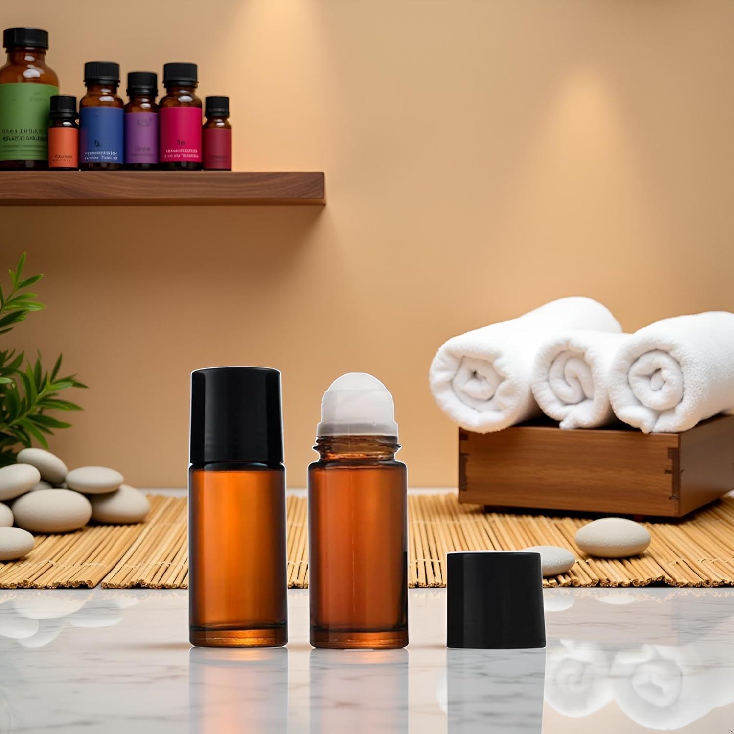 Botellas de Aceite Esencial de Vidrio Marrón 50ml - 2 Pcs