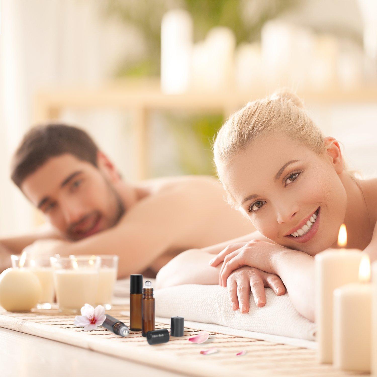 Mavogel 24 Botellas de Rodillo 10ml Ámbar para Aceites Esenciales