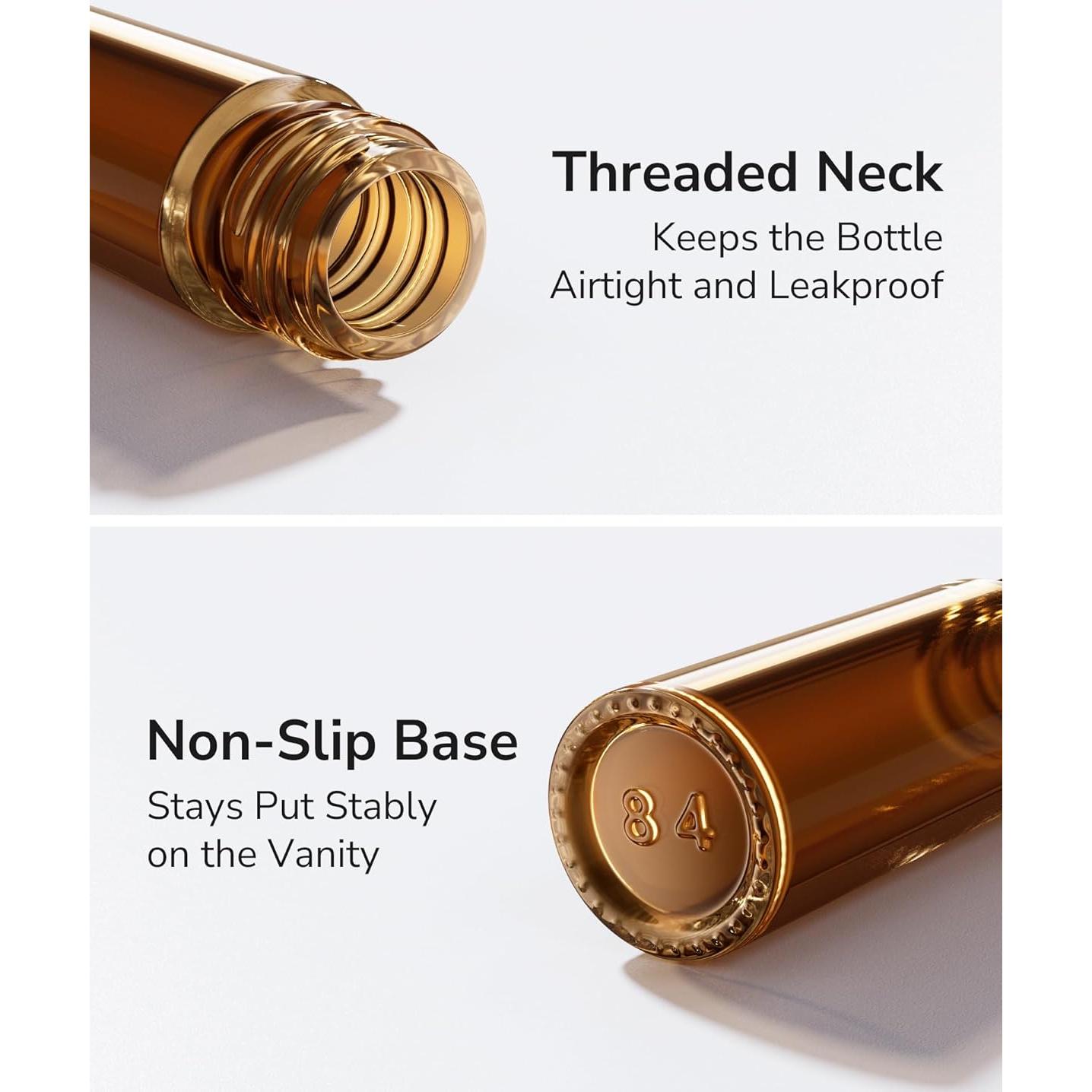 48 Botellas de Aceite Esencial Roller ULG 10ml Ámbar Reutilizables