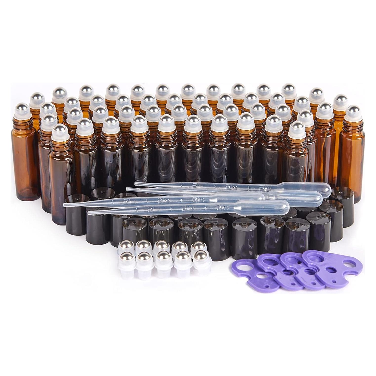 Botellas de Aceite Esencial HUAJING 10ml Ámbar 48 Pack