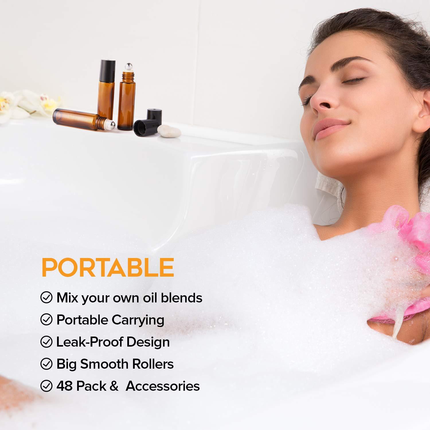 Botellas de Aceite Esencial HUAJING 10ml Ámbar 48 Pack