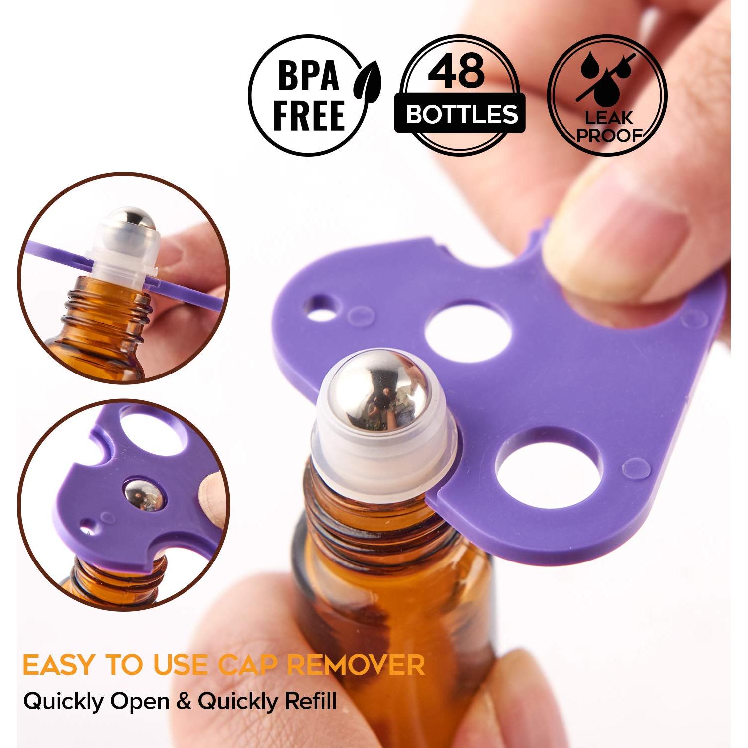 Botellas de Aceite Esencial HUAJING 10ml Ámbar 48 Pack