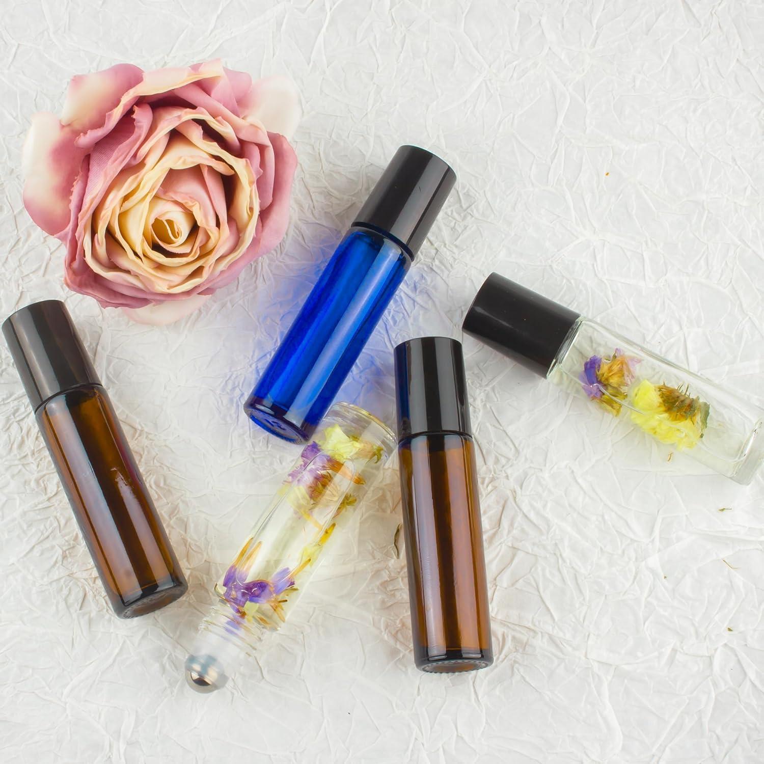 Set 6 Botellas Roller 10ml ZEVIA Vidrio Ámbar Aceites Esenciales