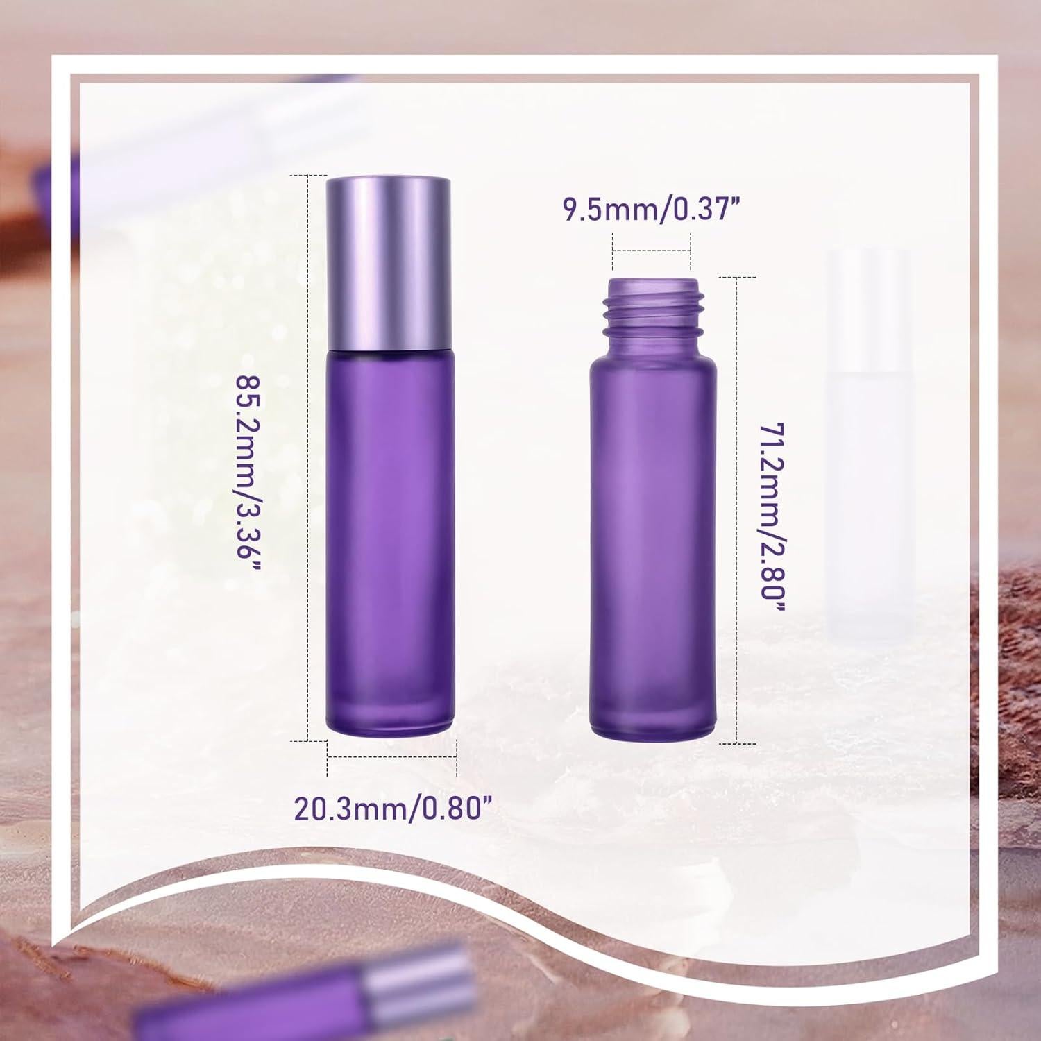 Kesell Botellas de Vidrio Moradas 10ml con Rodillo - 10 Pack