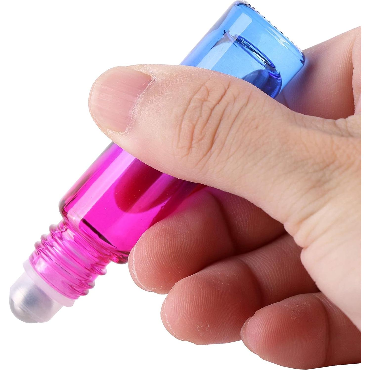 24 Botellas de Vidrio 10ml con Rodillo Inice - Tapas Doradas