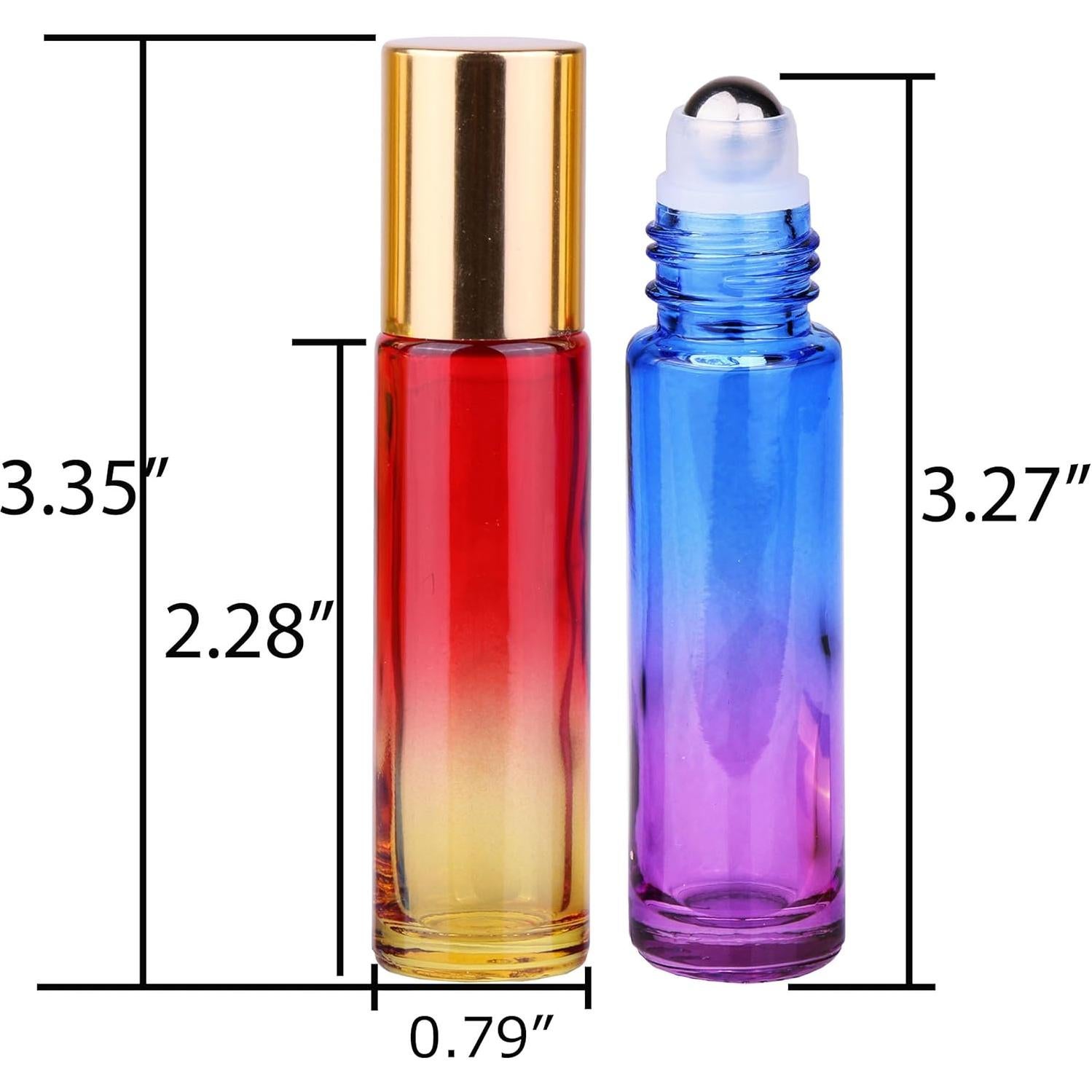 12 Botellas de Rodillo de Vidrio inice 10ml con Tapa Dorada