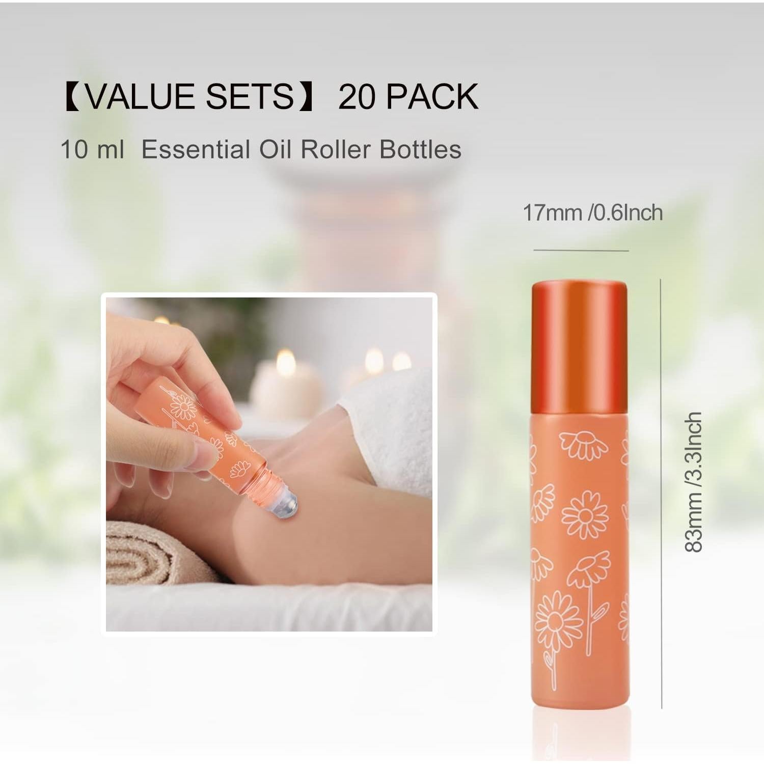 Cositina 20 Botellas de Aceite Esencial 10ml Vidrio con Roll-On