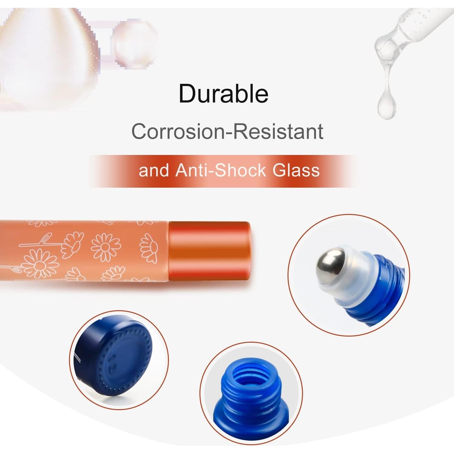 Cositina 20 Botellas de Aceite Esencial 10ml Vidrio con Roll-On